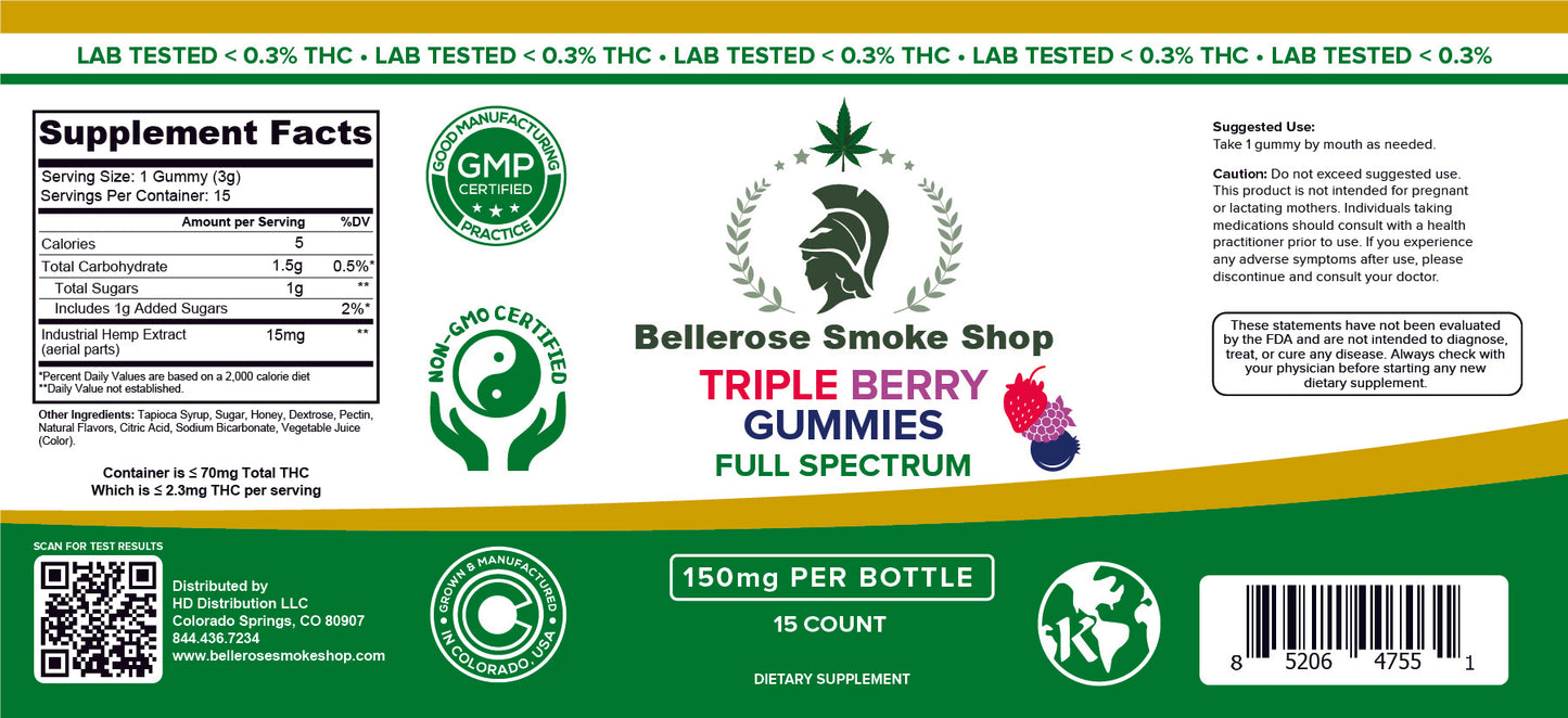 Bellerose Special Formulated Gummies 150mg 15 count